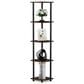 HOMLUX 5-Tier Modern Tall Corner Open Bookshelf in Columbia Walnut and Black, , large