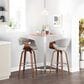 LumiSource Curvini 30" Swivel Barstool with Grey Upholstery in Walnut and Chrome (Set of 2), , large