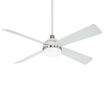 Minka-Aire Orb 54" Ceiling Fan with LED Light in Flat White and Brushed Nickel, , large