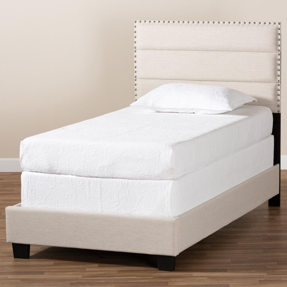 Baxton Studio Ansa Twin Upholstered Bed in Beige/Black, , large