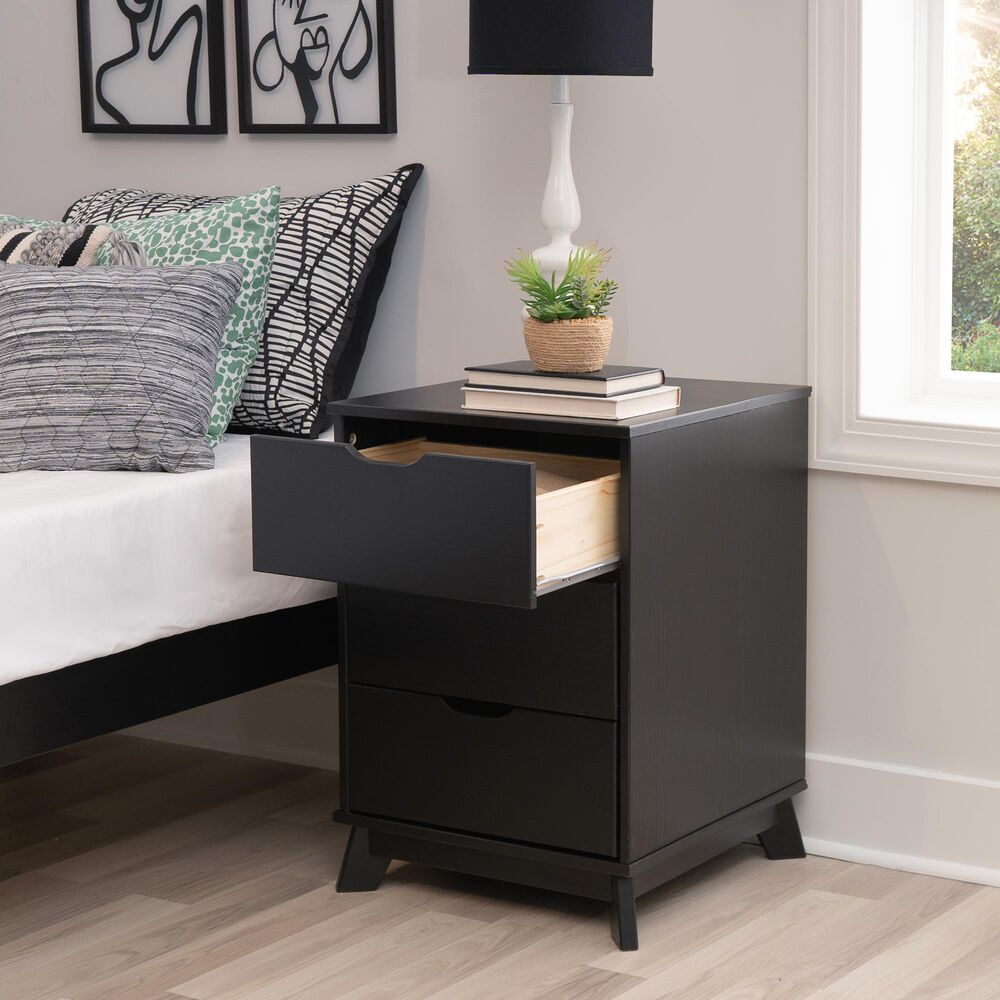 Linon Home Decor Polly 3-Drawer Nightstand in Black, , large