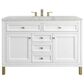 James Martin Vanities Chicago 48" Single Bathroom Vanity in Glossy White with 3 cm Eternal Jasmine Pearl Quartz Top and Rectangular Sink, , large