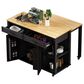 HOMLUX 47" Kitchen Island with Extendable Dining Table in Black and Natural, , large