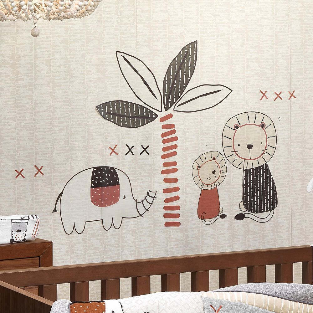 Lambs and Ivy Patchwork Jungle 4-Piece Crib Bedding Set in Heather Gray, Creamy and White, , large