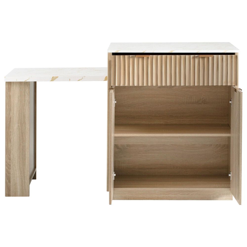 HOMLUX 83" Fluted Kitchen Island in Natural, , large