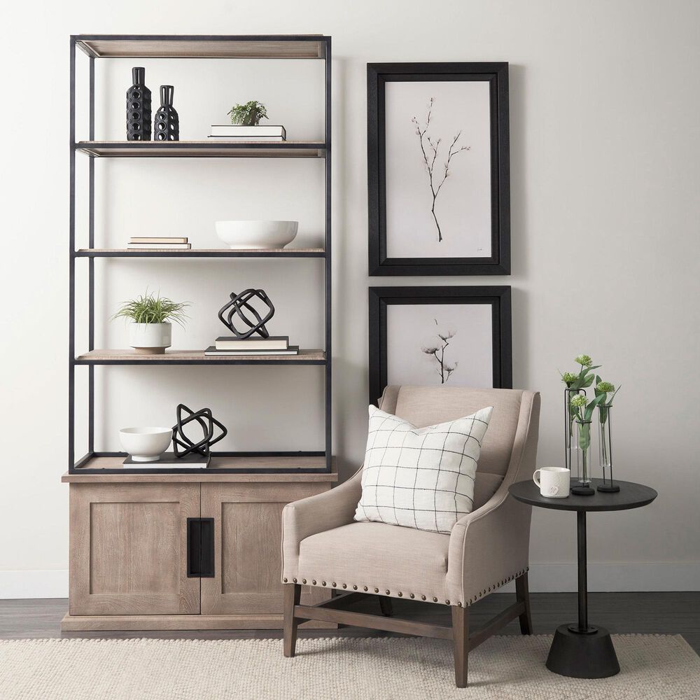 Mercana Braxton II 3-Tier Shelving Unit in Light Brown and Matte Black, , large