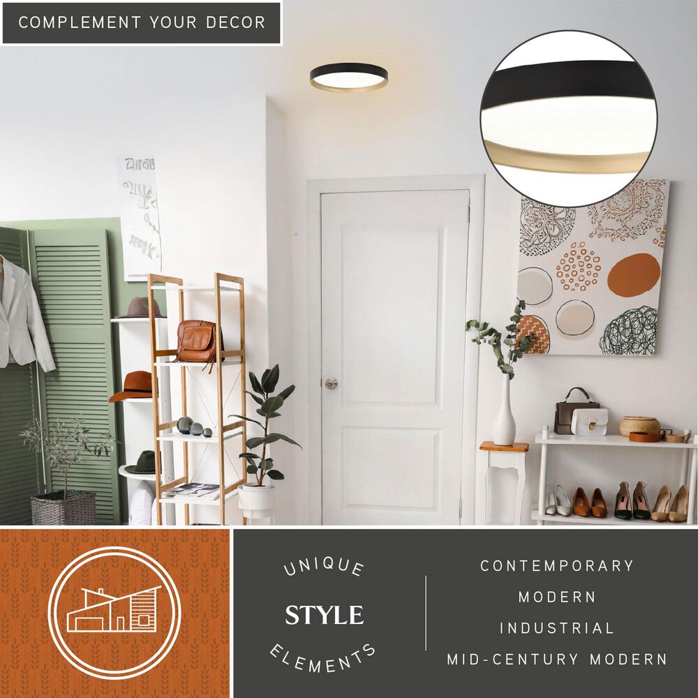 Vaxcel Darien 1-Light Flush Mount in Black and Gold, , large