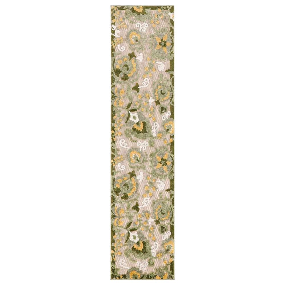 Nourison Aloha ALH17 2" x 6" Ivory and Green Indoor/Outdoor Runner, , large