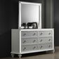 New Heritage Design Stardust 6-Drawer Dresser and Mirror in White and Silver, , large