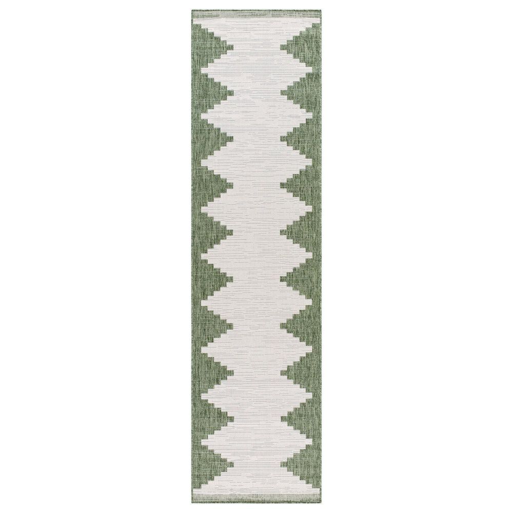 Surya Eagean EAG-2435 Grass Green, Ivory, Dark Green and Seafoam 2"7" x 10" Indoor/Outdoor Runner, , large