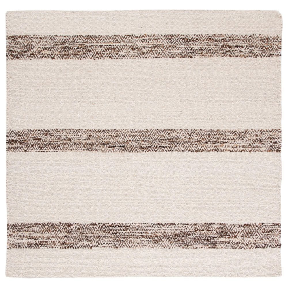 Safavieh Natura NAT321A 6" Square Ivory and Brown Area Rug, , large
