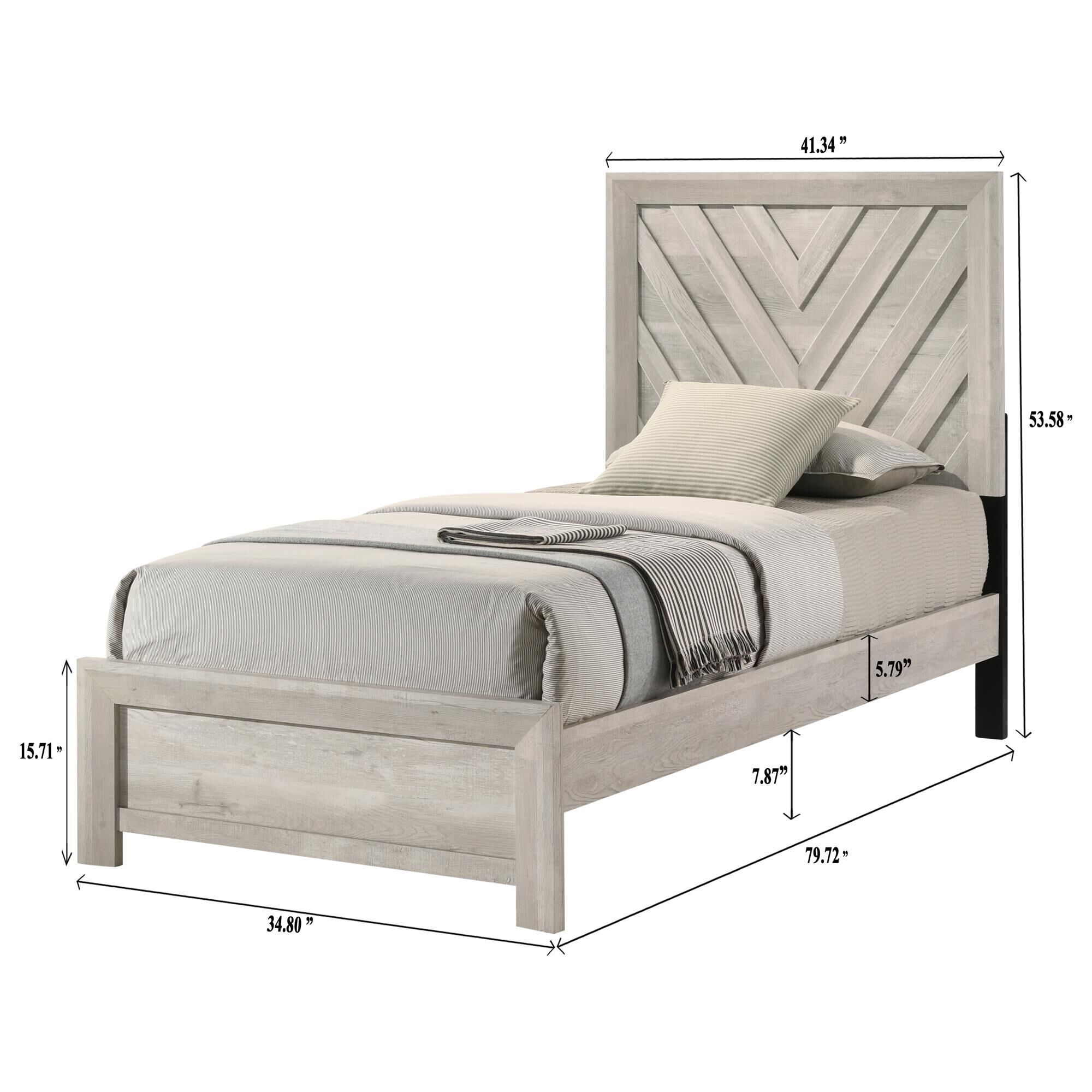 Crown Mark Valor Twin Panel Bed in Light Gray