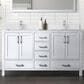 Lexora Home Jacques 60" Double Bathroom Vanity in White with 2 cm White Cultured Marble Top and Rectangular Sinks, , large