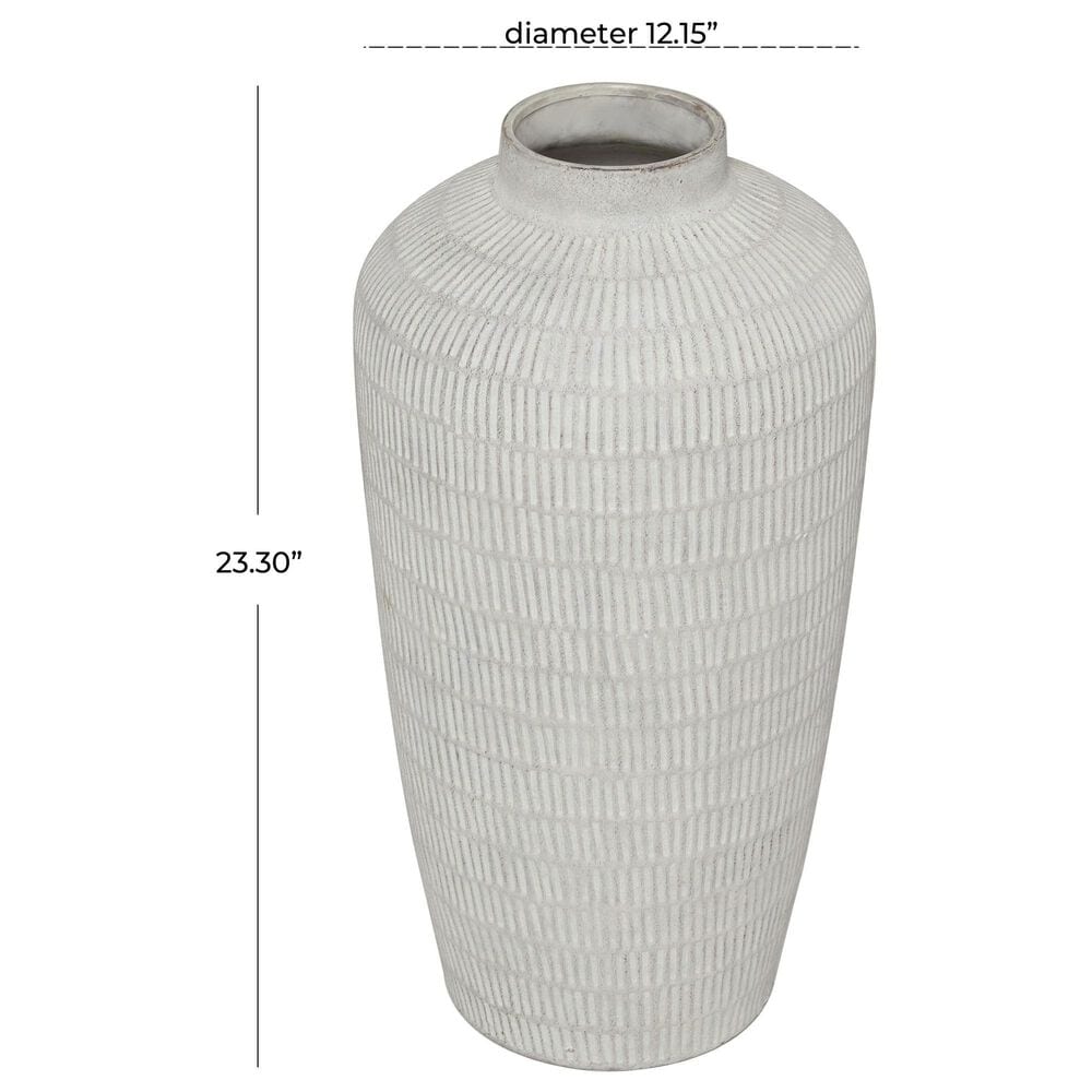 Maple and Jade 23" Decorative Vase with Linear Pattern in Distressed Cream, , large