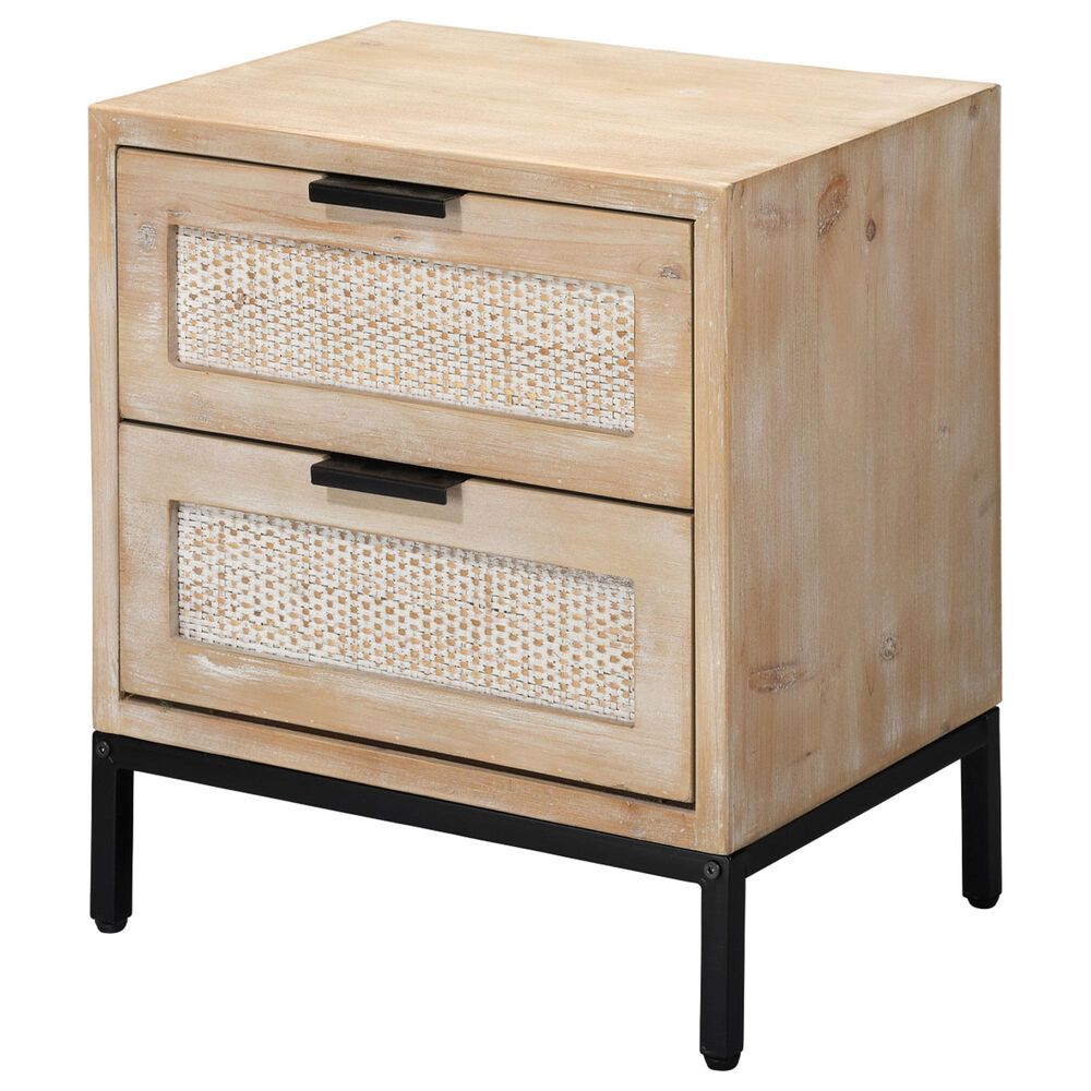 Splendor Living Norwell 2-Drawer Side Table in Natural and Black, , large