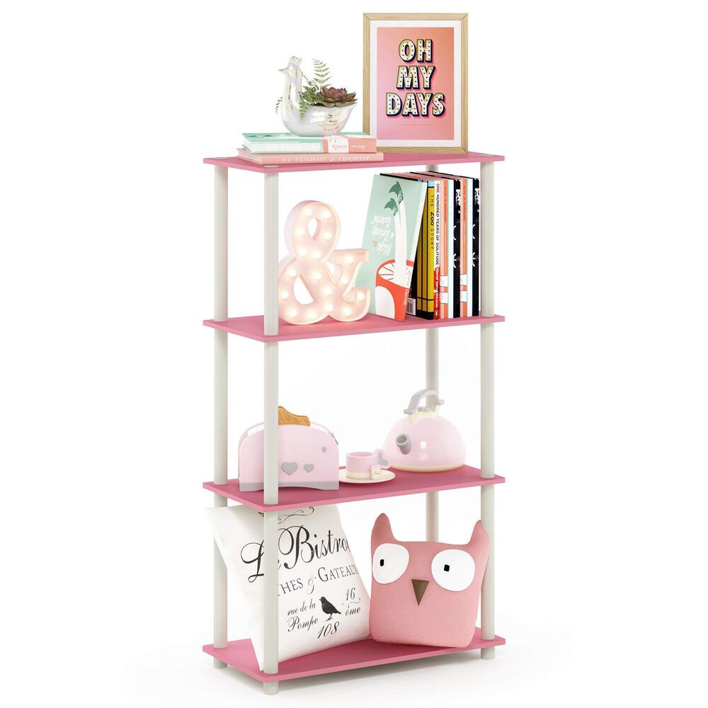 HOMLUX Turn-N-Tube 4-Tier Multipurpose Shelf Display Rack in Pink and White, , large