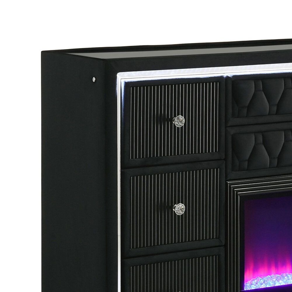 Pacific Landing Lorient Queen 5 Piece Set in Black with Fireplace, , large