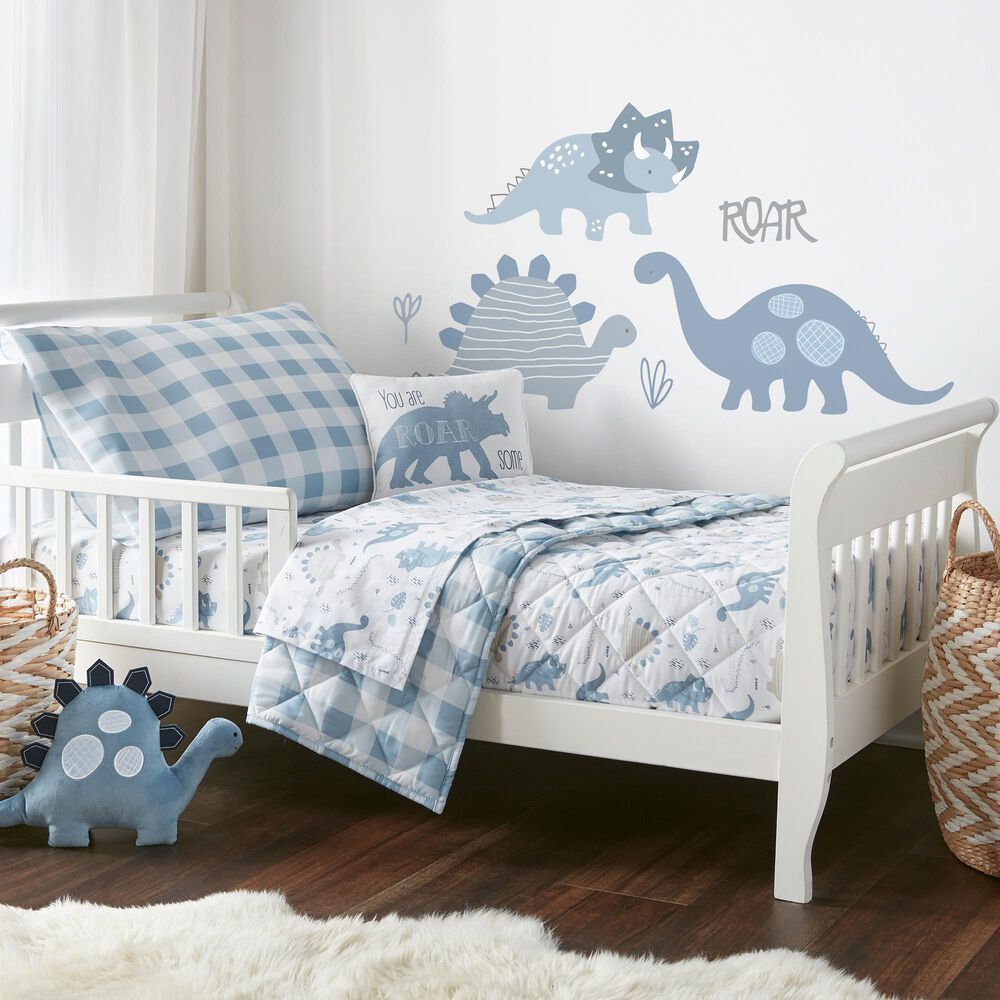 Levtex Dino 5-Piece Toddler Bedding Set in Blue, Grey and White, , large