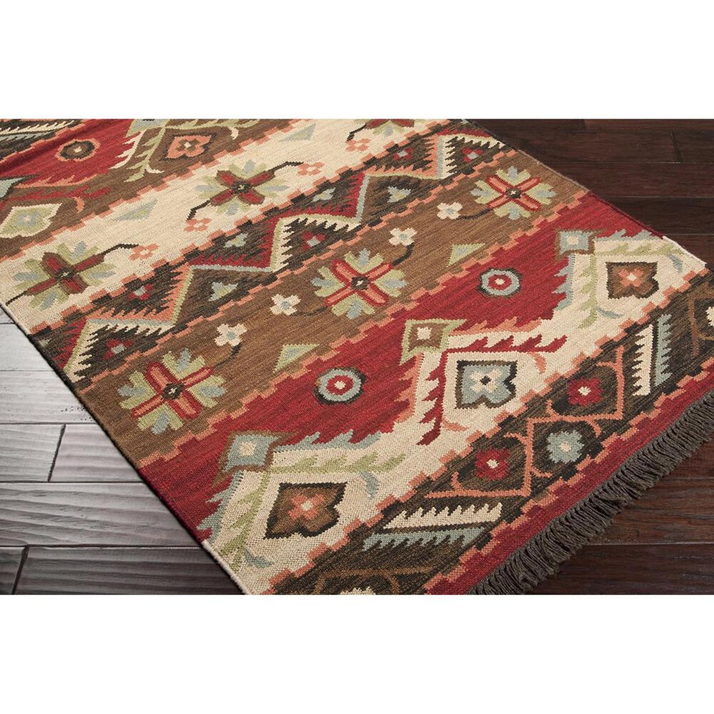 Surya Jewel Tone JT-8 5&#39; x 8&#39; Khaki, Red, Brown and Rose Area Rug, , large