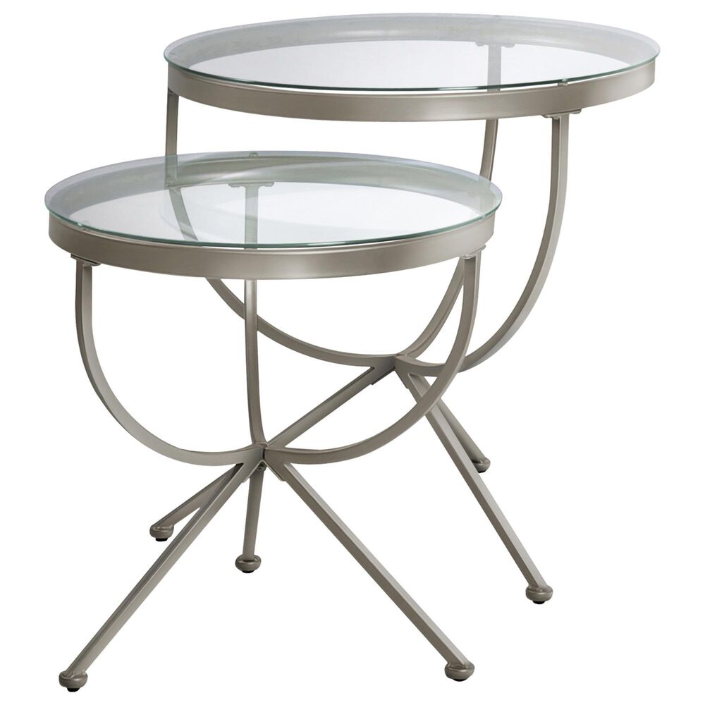 Monarch Specialties Nesting Table Set in Satin Silver (Set of 2), , large