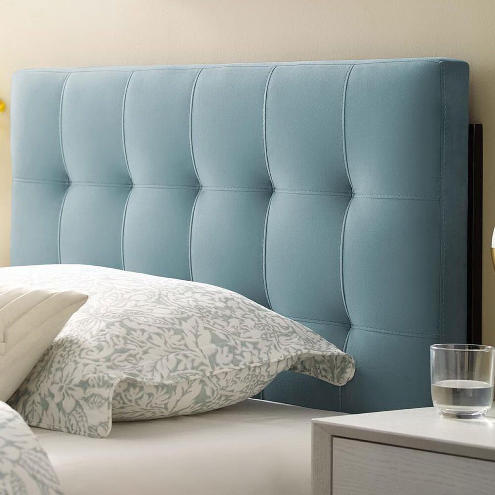 Modway Lily Biscuit Tufted Performance Velvet Twin Headboard in Light Blue, , large
