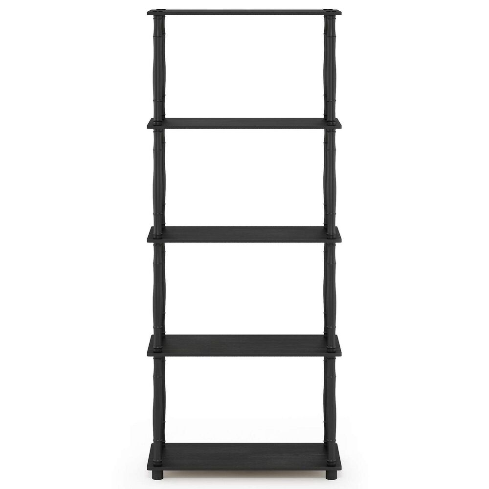 HOMLUX Turn-N-Tube 5-Tier Open Storage Bookshelf in Americano and Black, , large