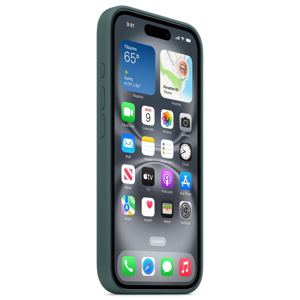 Apple Silicone Case with MagSafe for iPhone 16 in Lake Green, , large