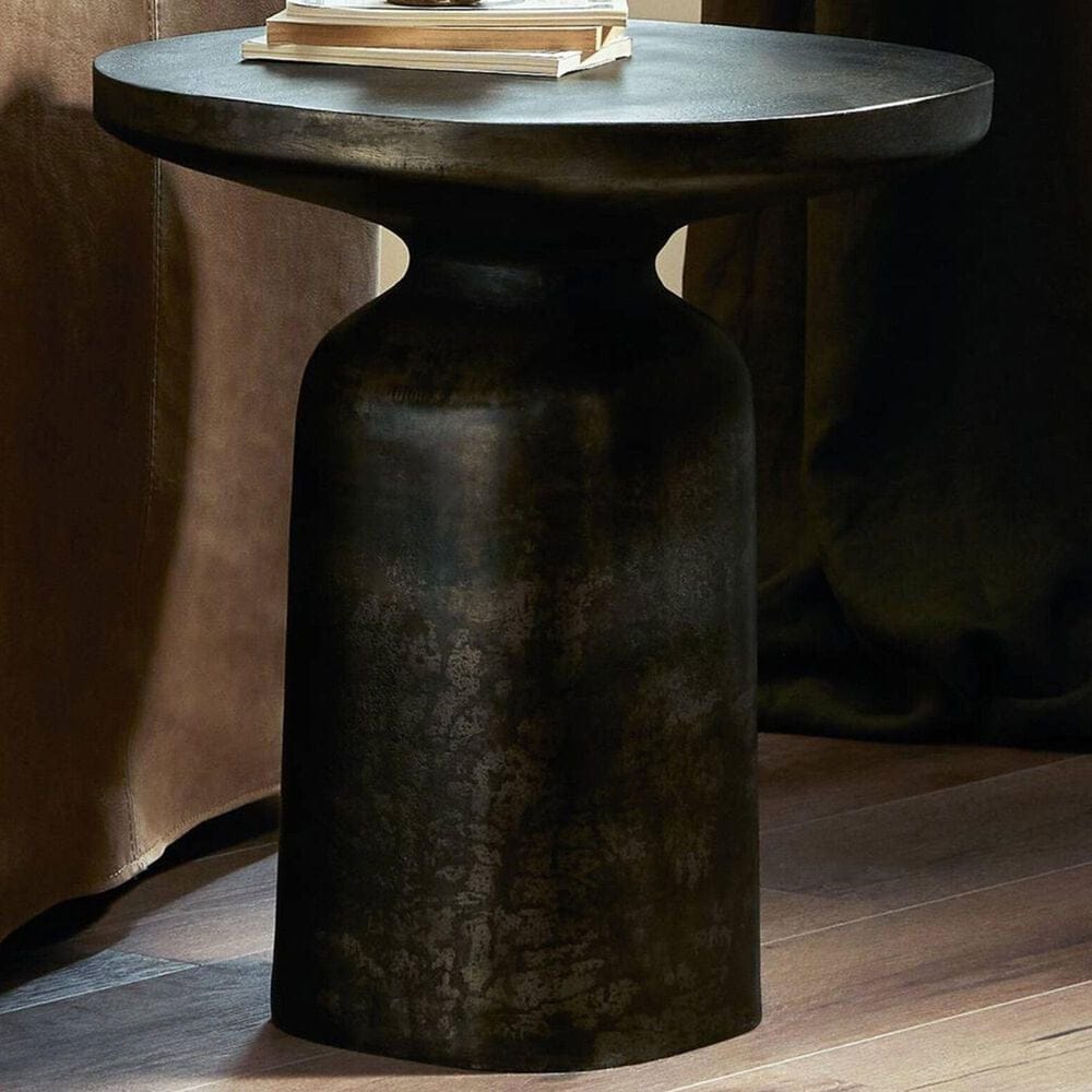 Four Hands Odessa End Table in Distressed Bronze, , large