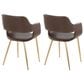 LumiSource Margarite Arm Chair with Espresso Faux Leather Cushion in Gold Metal  (Set of 2), , large