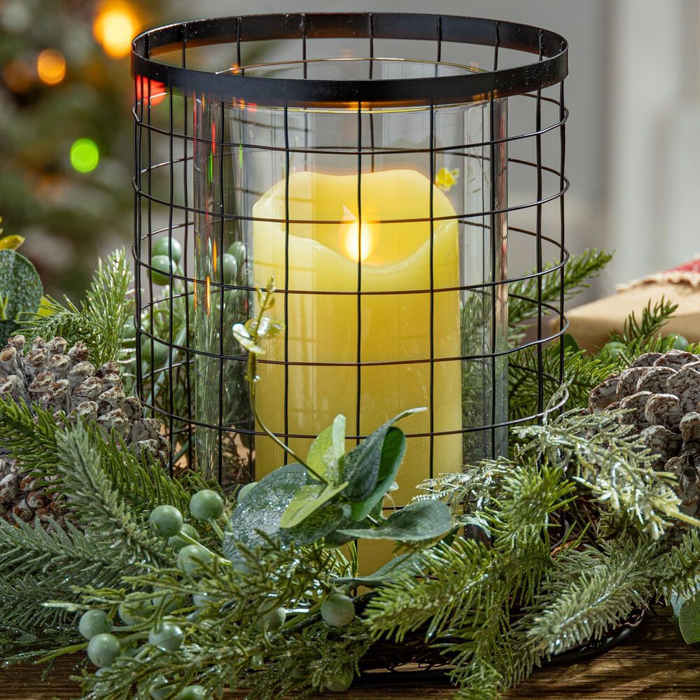The Gerson Company Holiday Centerpiece Candle Holder in Green and Black, , large