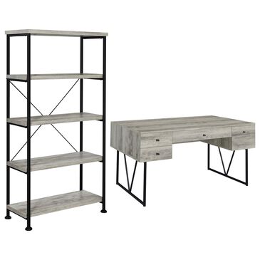 COAST Analiese 2-Piece Desk and Bookcase Set in Black and Grey Driftwood, , large