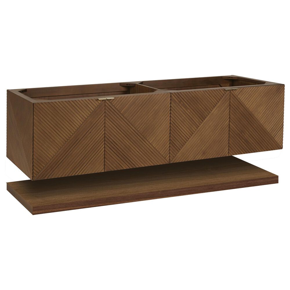 James Martin Vanities Marcello 72" Double Bathroom Vanity in Chestnut with 3 cm Eternal Jasmine Pearl Quartz Top and Rectangular Sinks, , large
