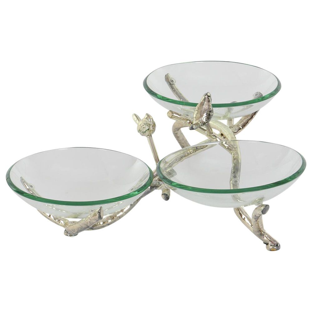 Maple and Jade Green Glam Serving Bowl in Silver and Clear, , large
