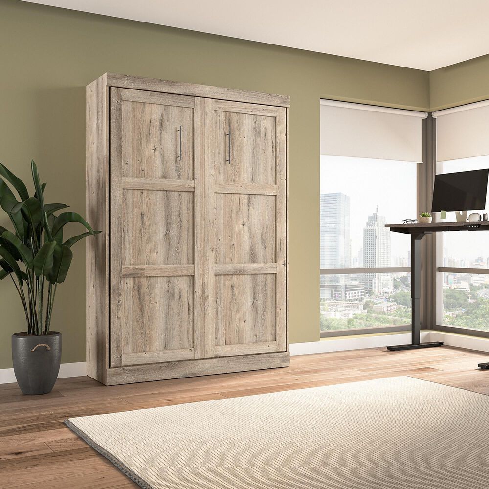 Bestar Pur Full Murphy Bed in Rustic Brown, , large