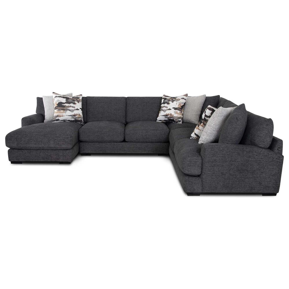 Moore Furniture Collins 4-Piece Left Facing Sectional with Chaise in Mandy Slate, , large