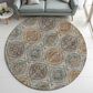 Dalyn Rug Company Silk Road Mocha, Ivory, Copper, Teal, Olive and Gold 8" Round Area Rug, , large