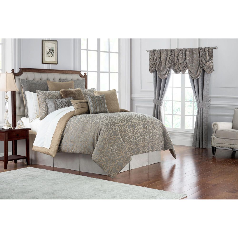 Waterford Carrick 4-Piece King Comforter Set in Silver and Antique Gold, , large