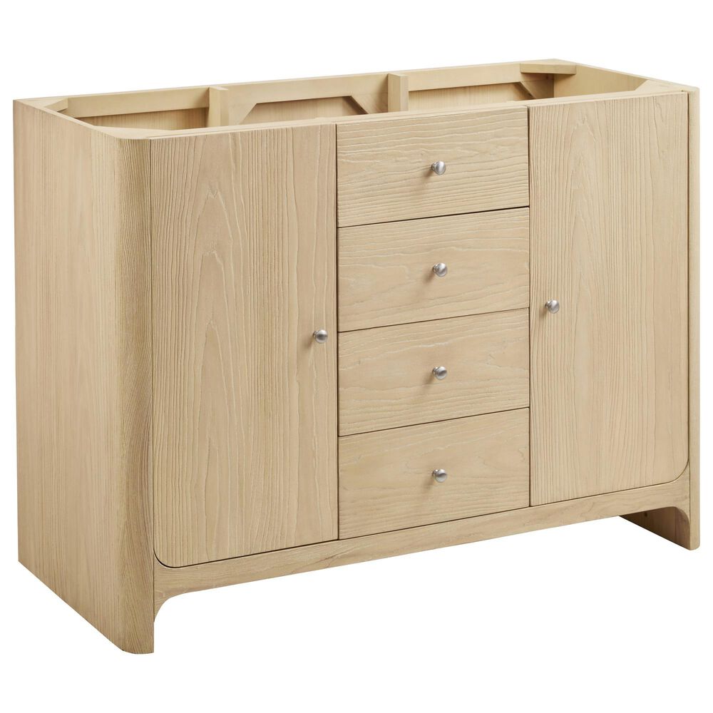 James Martin Vanities Gracyn 48" Single Bathroom Vanity in Coastal Driftwood with 3 cm Victorian Silver Quartz Top, Rectangular Sink and FreePower Wireless Charger, , large