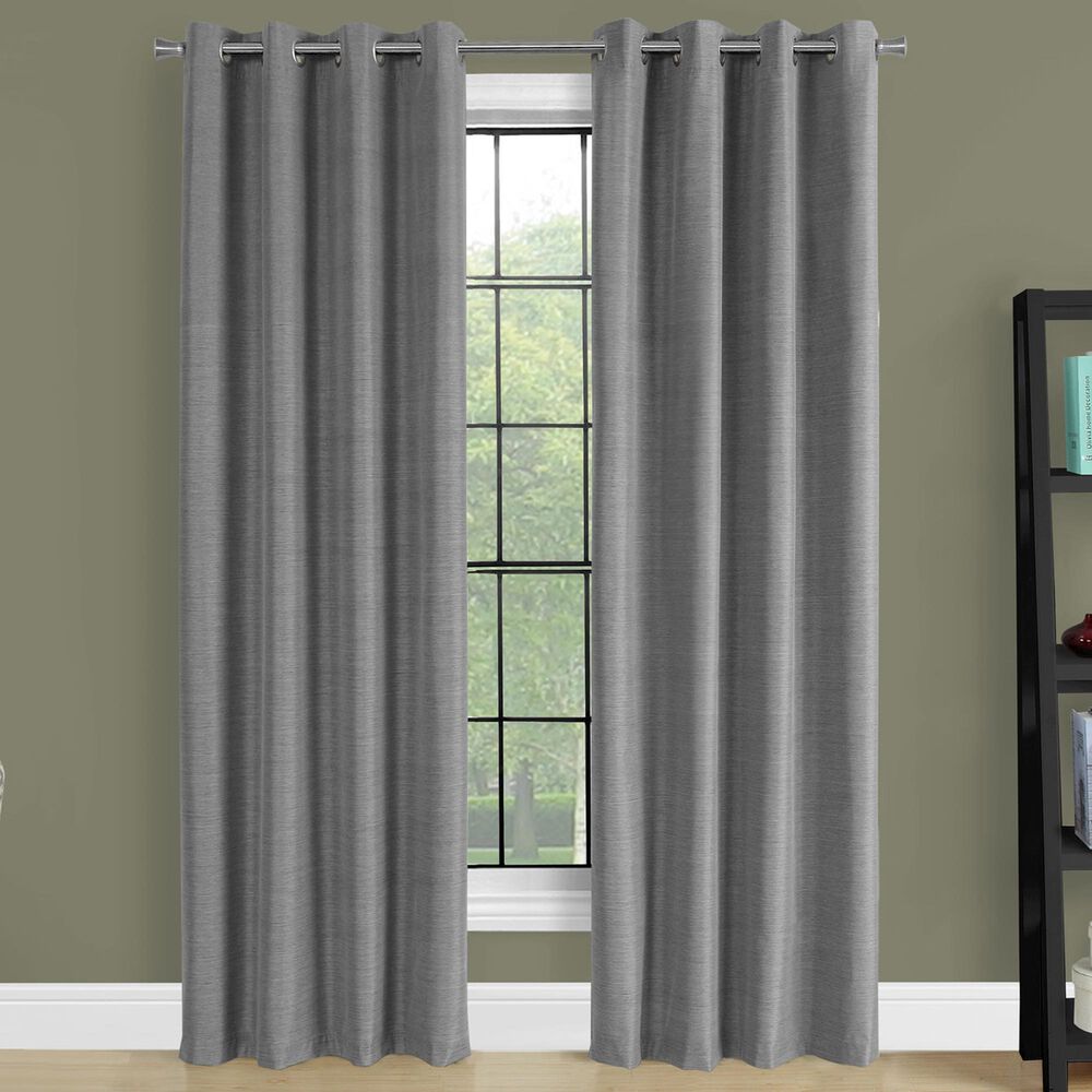 Monarch Specialties 84&quot; x 52&quot; Blackout Curtain Panel in Grey &#40;Set of 2&#41;, , large