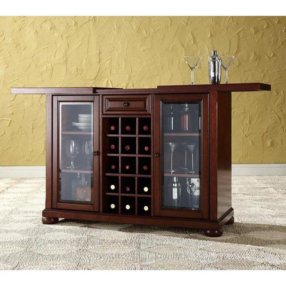 Crosley Furniture Vintage Mahogany Sliding Top Bar Cabinet, , large