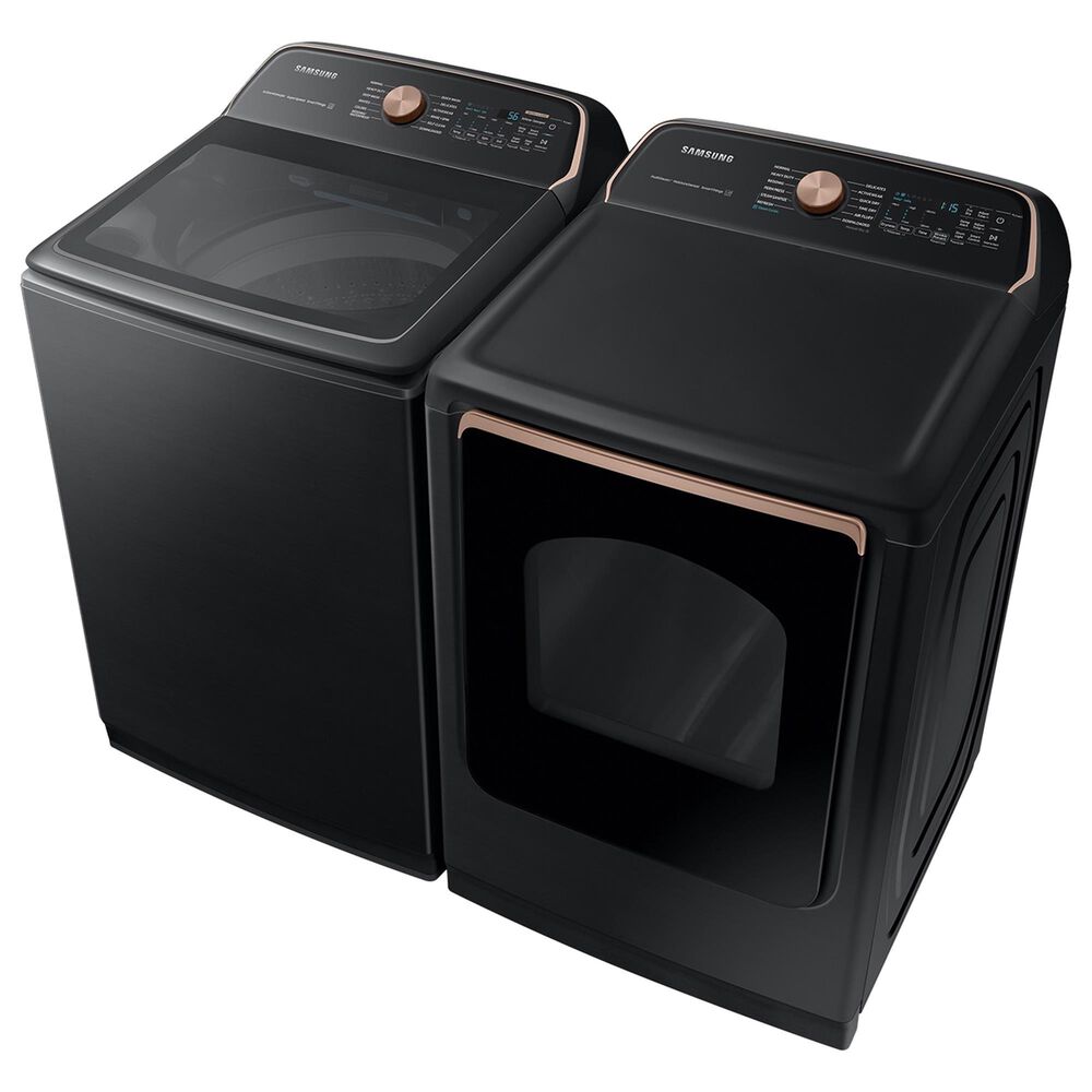 Samsung 5.5 Cu. Ft. Smart Top Load Impeller Washer and 7.4 Cu. Ft. Electric Dryer in Brushed Black, , large