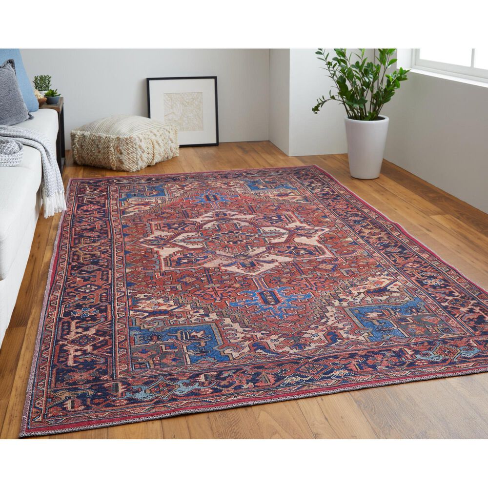 Feizy Rawlins 39HHF 3&#39;11&quot; x 6&#39; Red and Navy Area Rug, , large