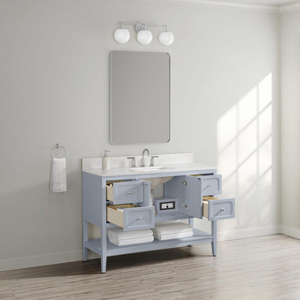 37B Ravello 48" Single Bathroom Vanity Cabinet in Soft Blue with Marble Top and Backsplash, , large
