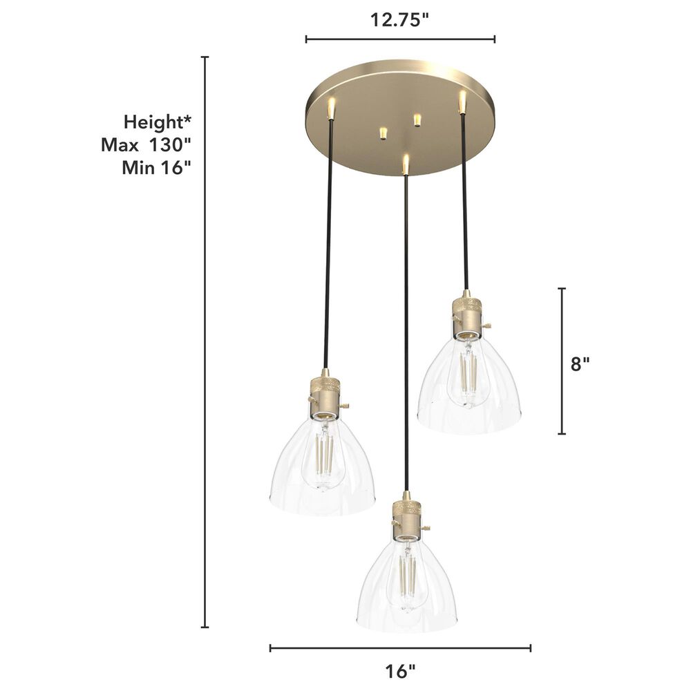 Hunter Van Nuys 3-Light Round Cluster in Alturas Gold, , large