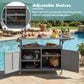 Hearth and Haven Outdoor Kitchen Island Cart with Adjustable Shelves and Stainless Steel Top in Gray, , large