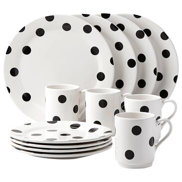 Kate Spade New York Deco Dot 12-Piece Dinnerware Set in Black and White, , large