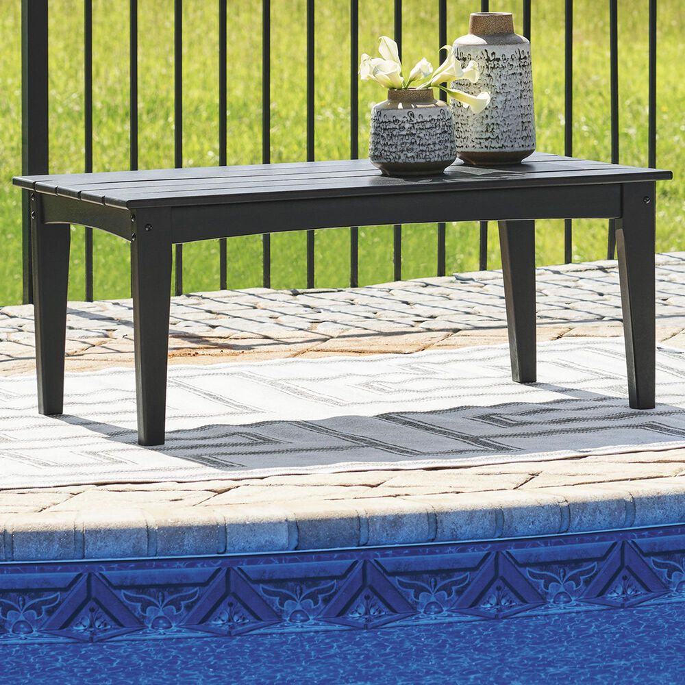 Ashley Hyland Wave Patio Rectangular Coffee Table in Black, , large