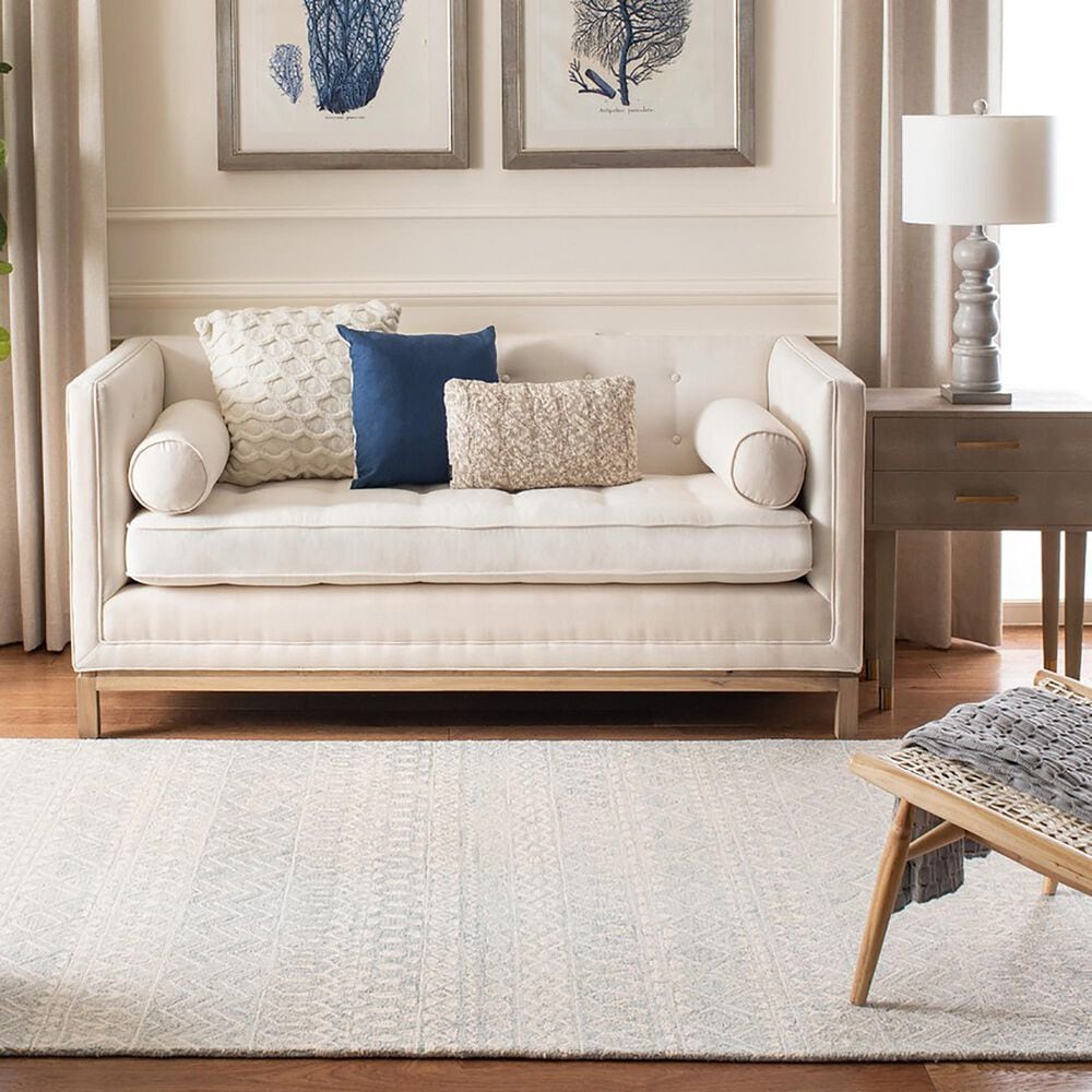 Safavieh Micro-Loop 4&#39; x 6&#39; Aqua and Ivory Area Rug, , large