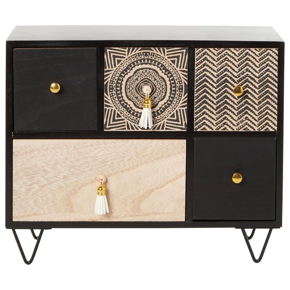 Maple and Jade Eclectic Jewelry Box in Light Brown, Matte Black and White, , large