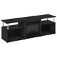 HOMLUX 63" TV Stand with Electric Fireplace in Americano and Stainless Steel, , large